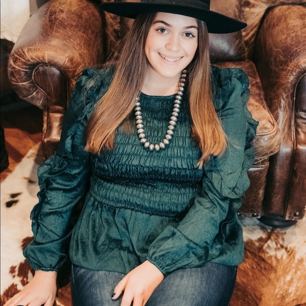 Emerald Peplum Top
